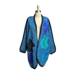 VTG 80S Tony Lambert Oversized Duster Cardigan Sweater Art to Wear GEOMETRIC